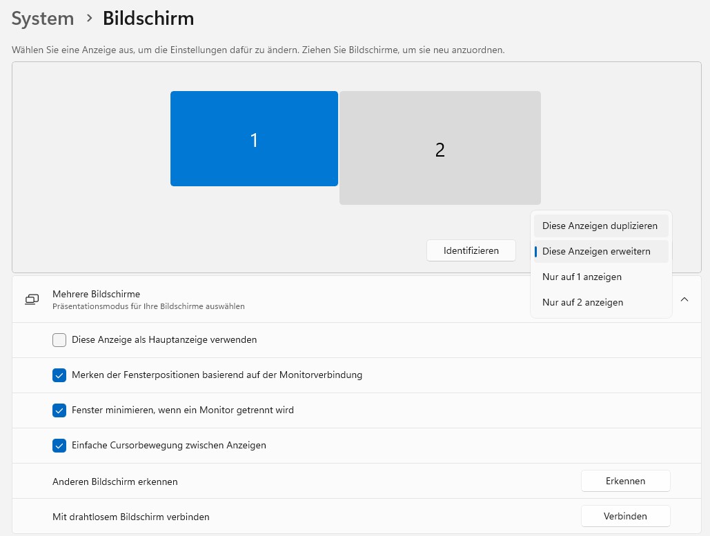 Beipielbild Bildschirmeinstellungen